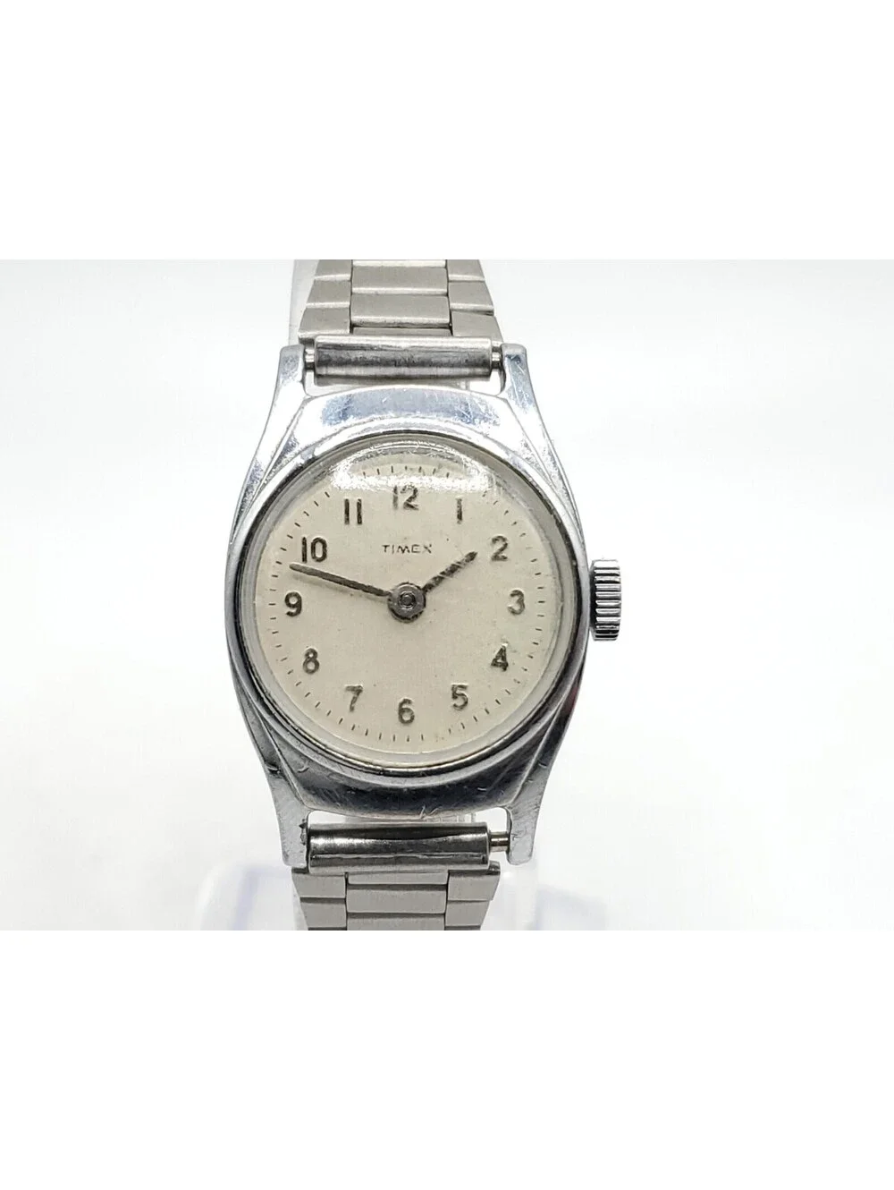 Vintage Timex Mechanical Womens Watch Running Silver Tone Shock Resistance 23mm